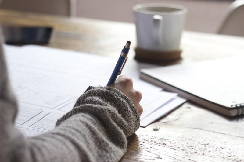 A student studying with focus